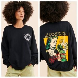 Boys Lie Don’t Say It Darling Crew Neck Pullover Sweatshirt in Black